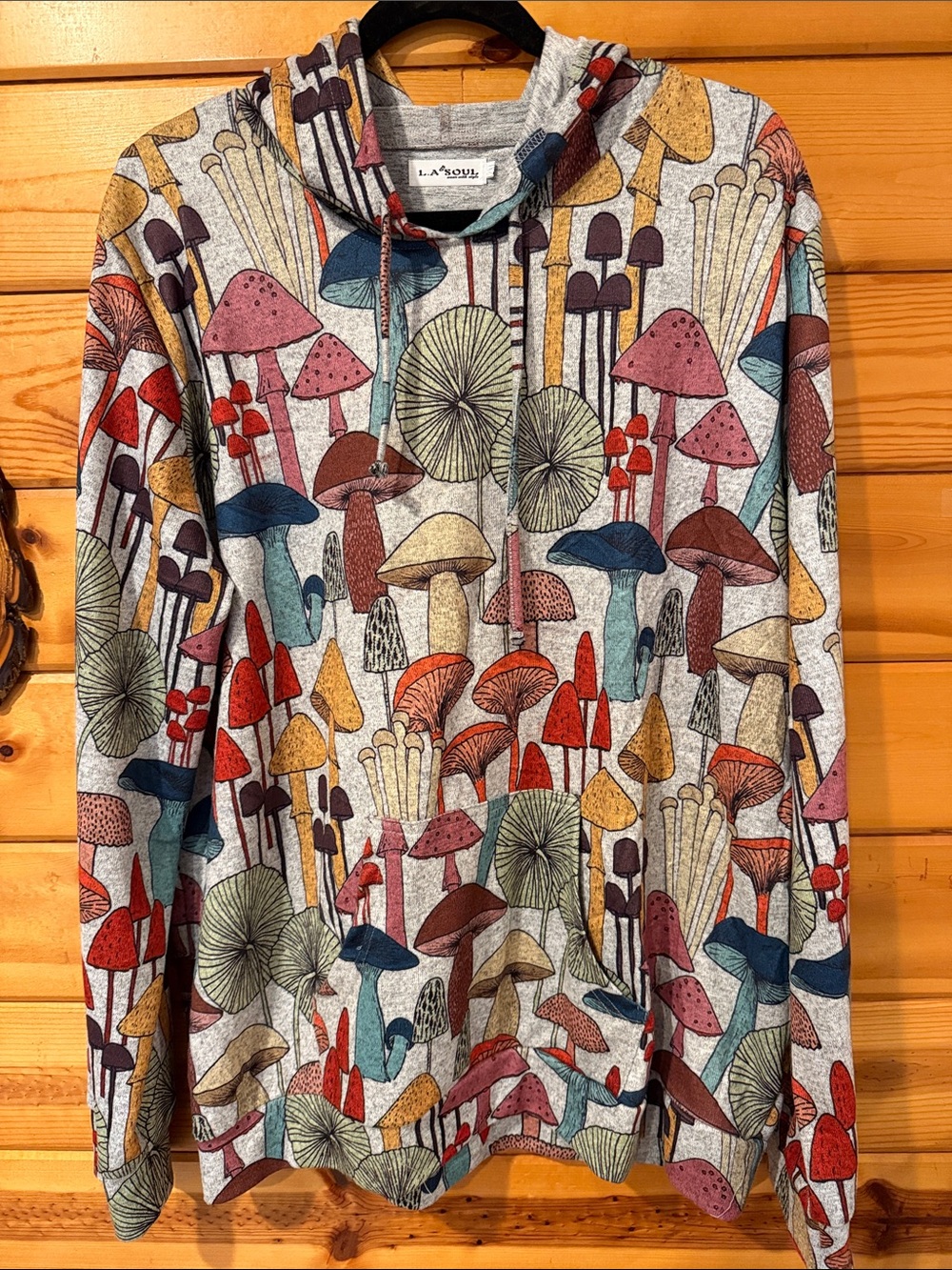 Women's Gray Mushroom-Print Hoodie Bomber Jacket